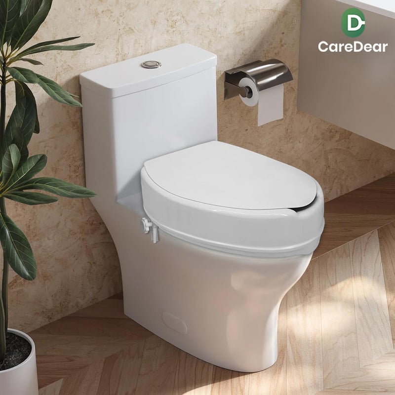 Caredear Store Raised Toilet Seat with Lid for Elderly, 6" High Toilet Seat for Elongated or Standard Commode, Raised Toilet Seat for Seniors, Handicap Toilet Seat Riser with Cover - Image 2